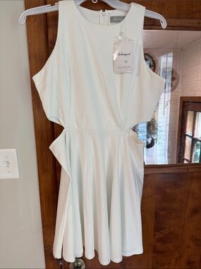 Belongsci White Cutout Mini Dress